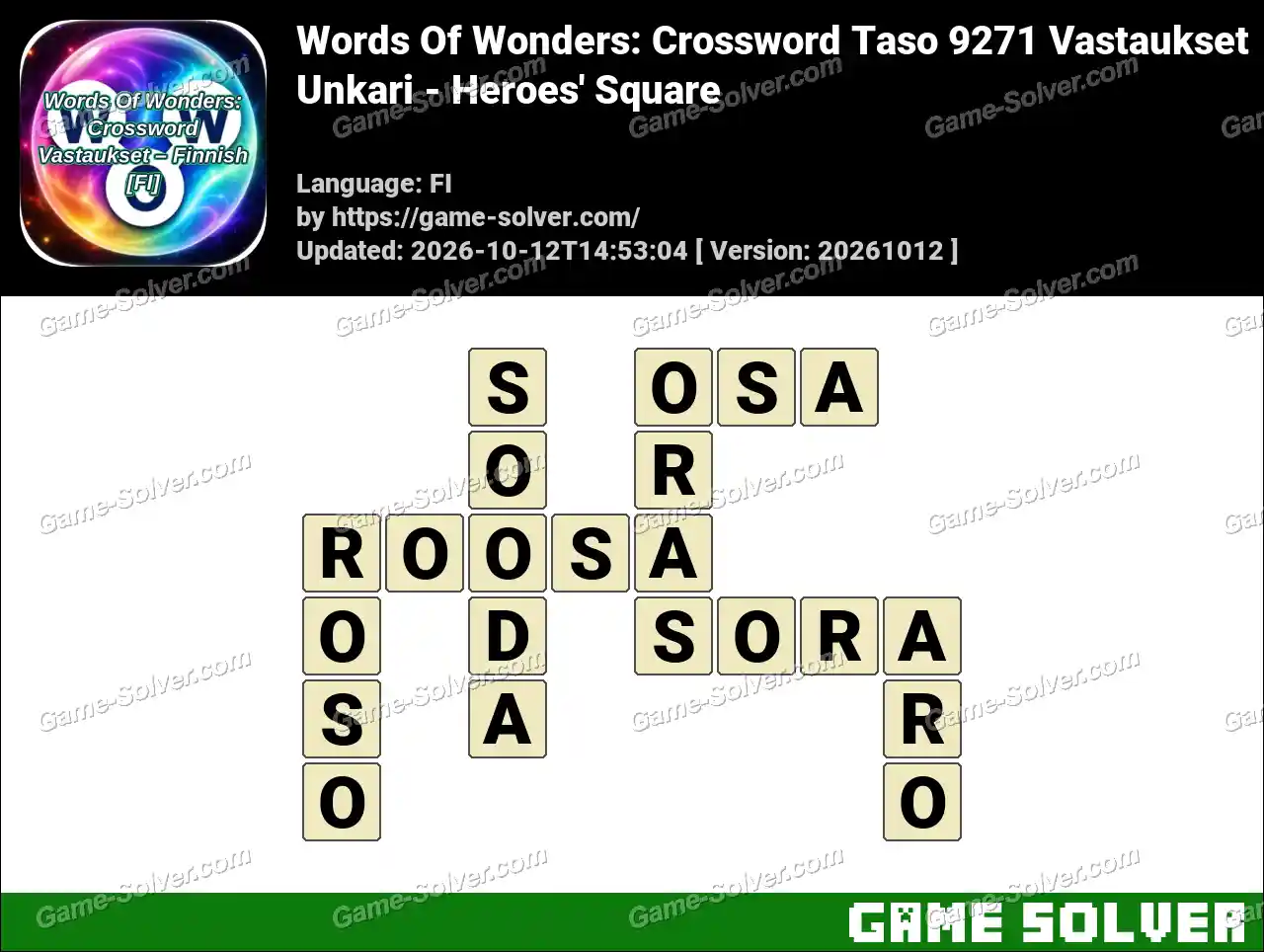 Words Of Wonders: Crossword Taso 9271 Vastaukset – Unkari – Heroes’ Square